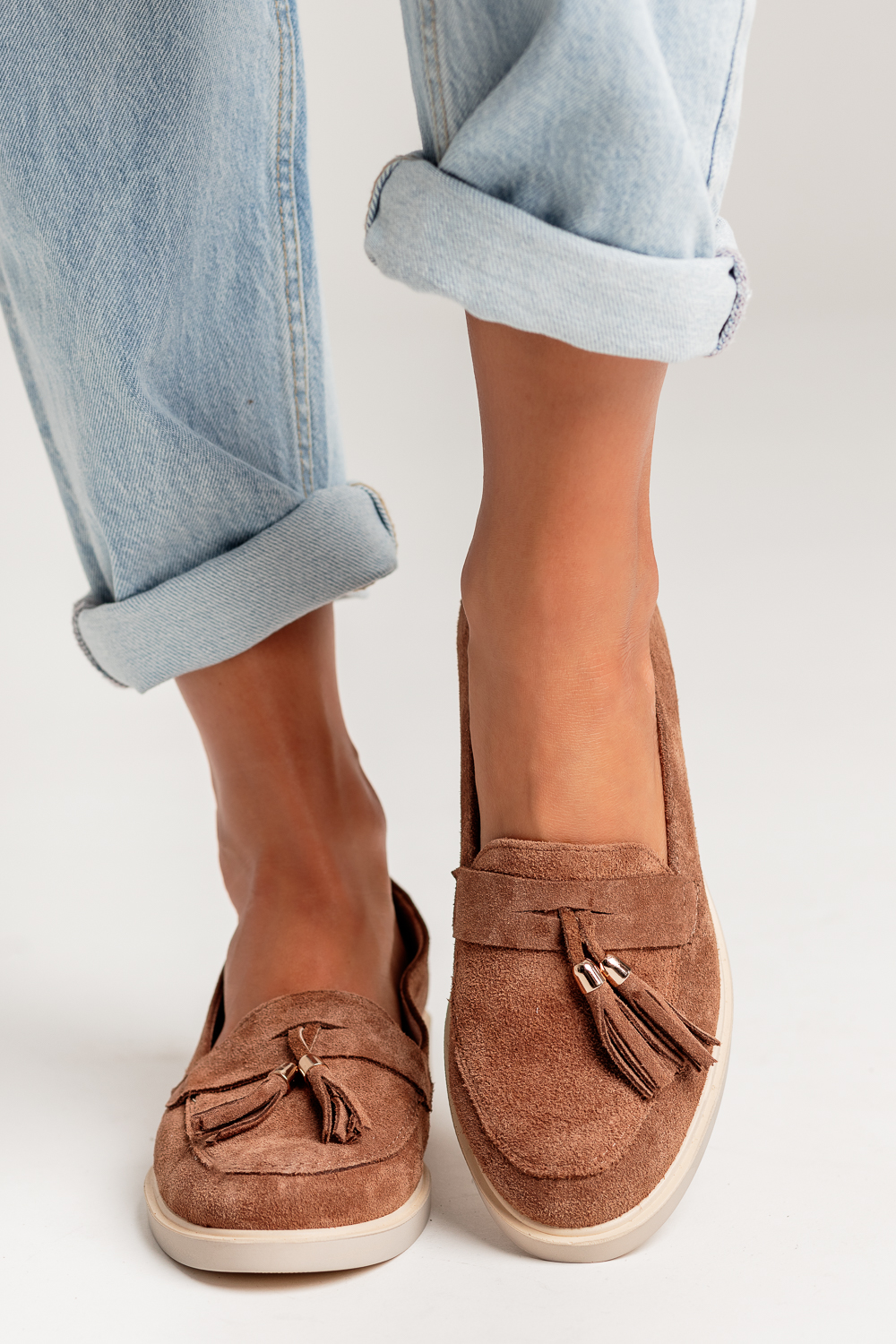 Zamszowe mokasyny Granda tabaco