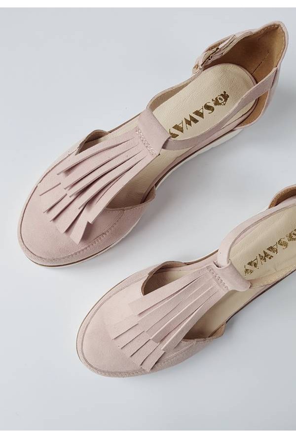 Zamszowe baleriny Emiliana pudrowy róż