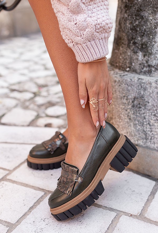 Mokasyny Rewa verde moro