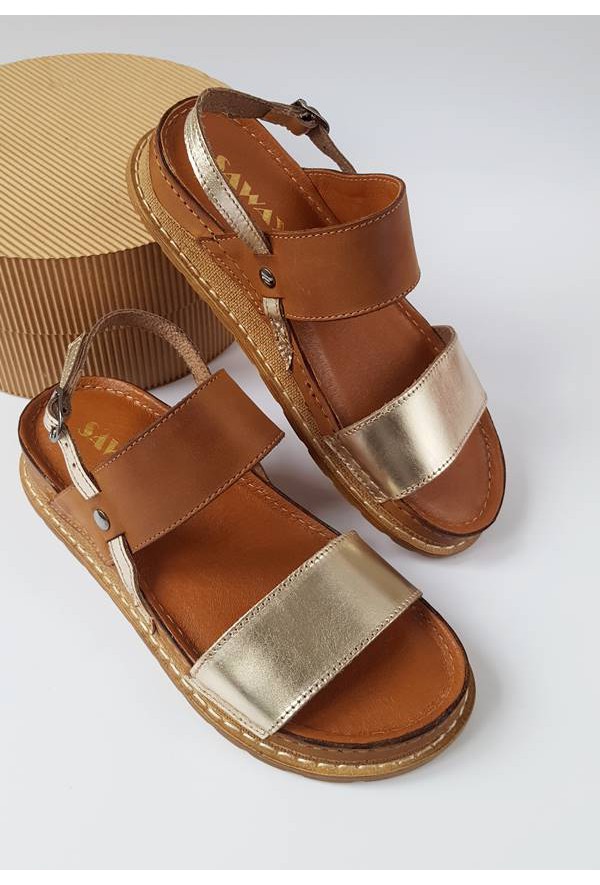 Brązowo-złote sandały Kelsie
