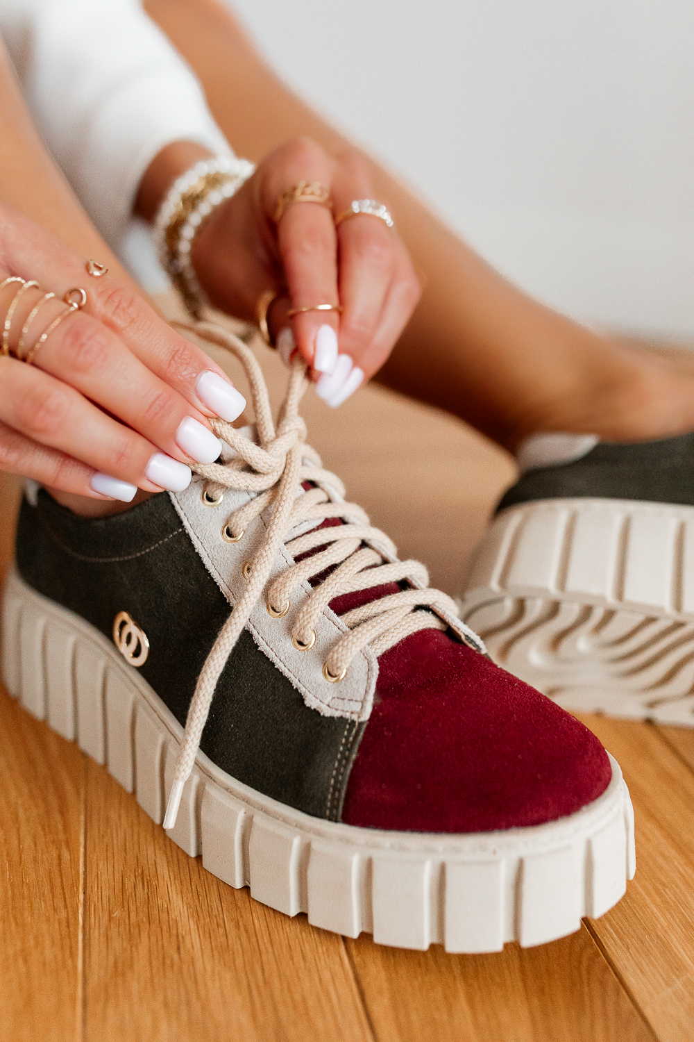 Zielono-bordowe trampki Marmila