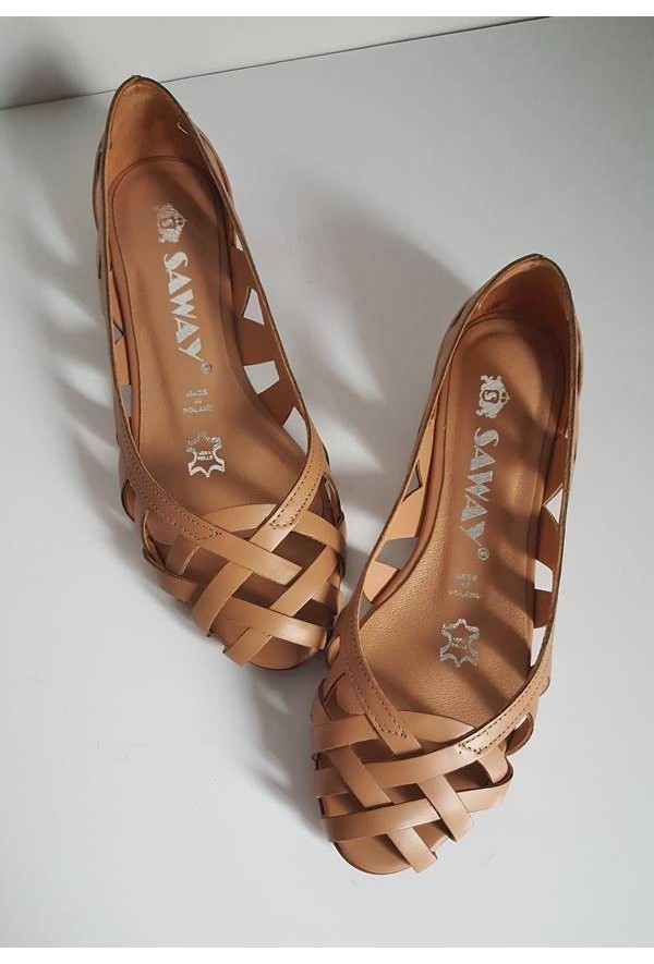 Ażurowe baleriny Maui jasny brąz