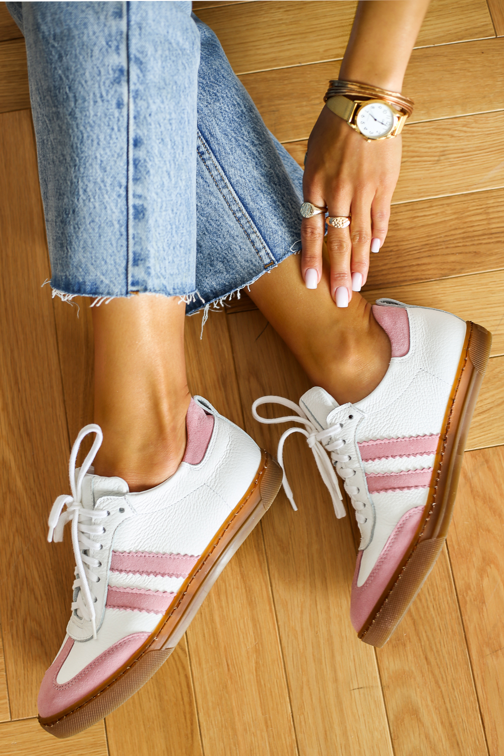 Biało różowe trampki Tesalia