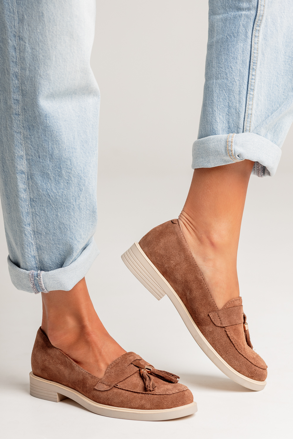 Zamszowe mokasyny Granda tabaco