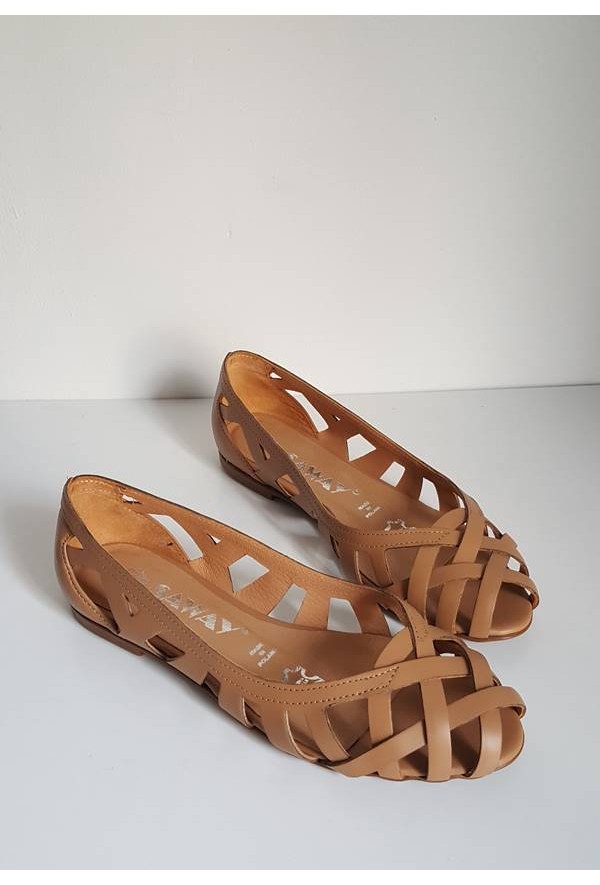 Ażurowe baleriny Maui jasny brąz