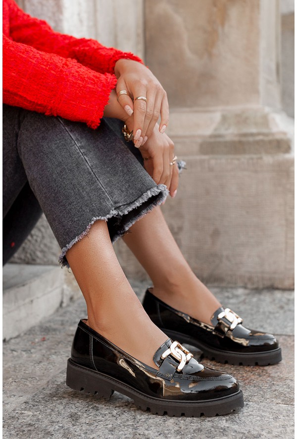 Czarne mokasyny Rina zamsz