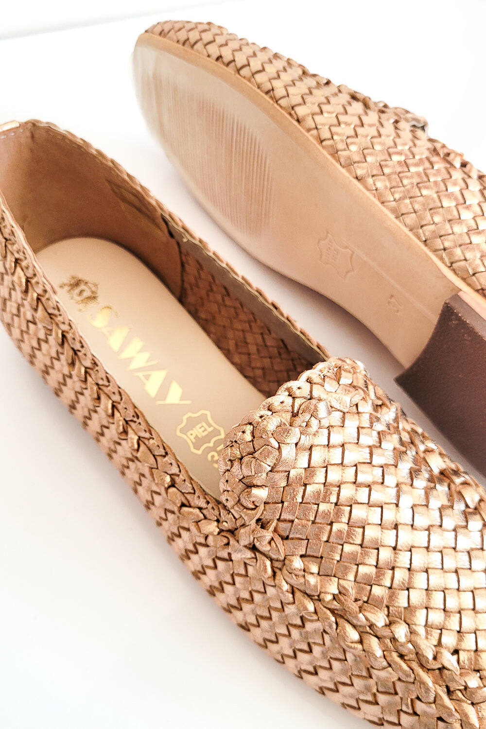 Pomarańczowe plecione mokasyny Avila