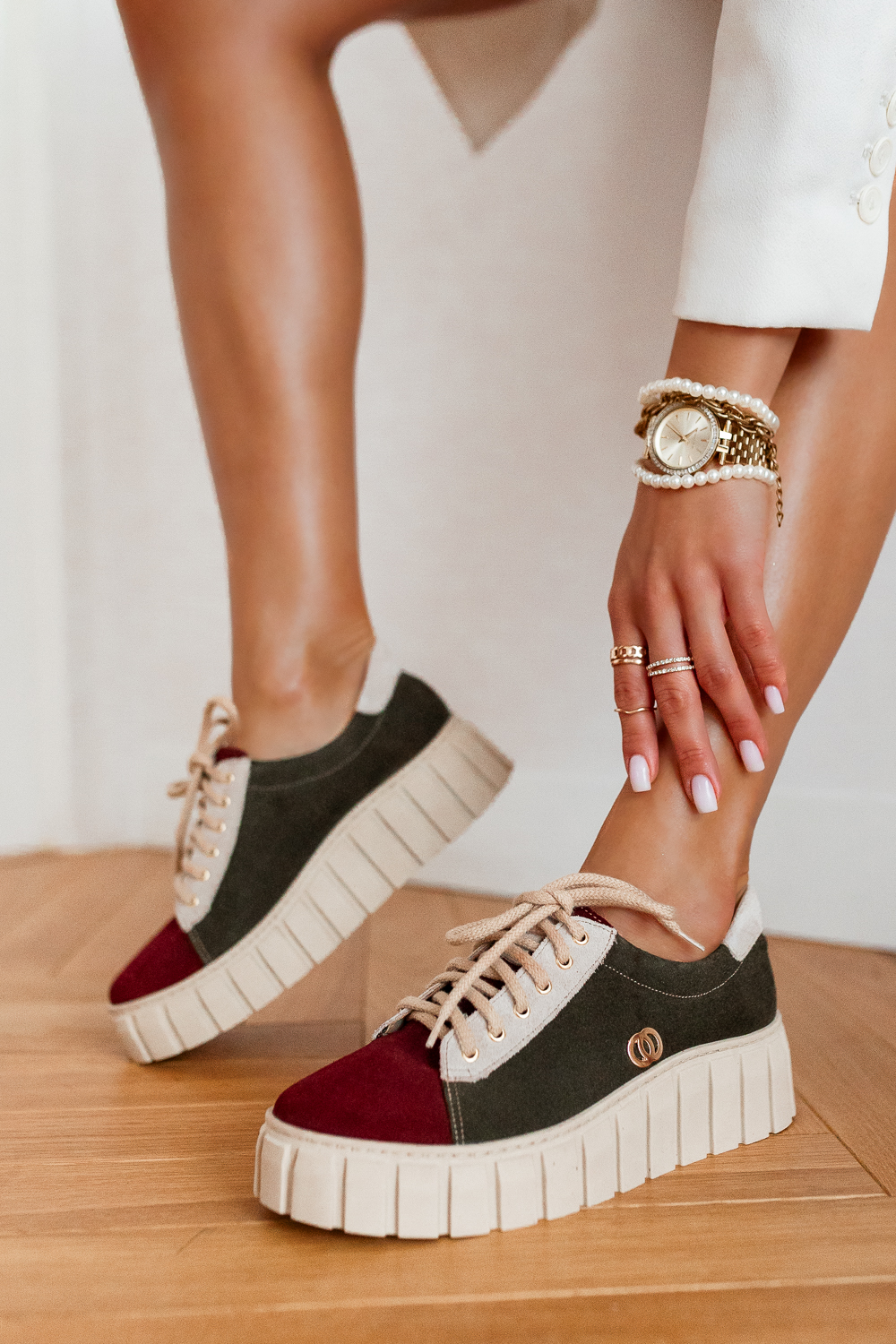 Zielono-bordowe trampki Marmila