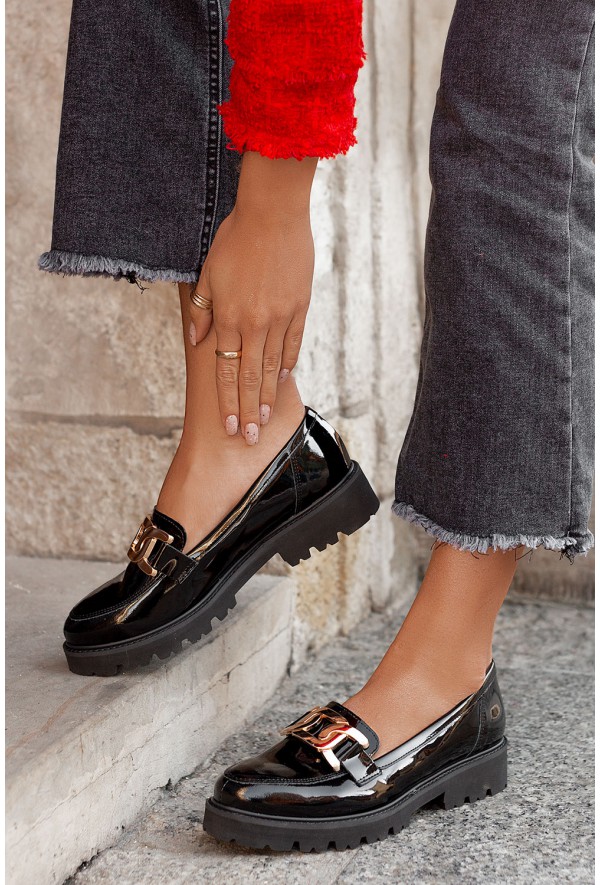 Czarne mokasyny Rina zamsz