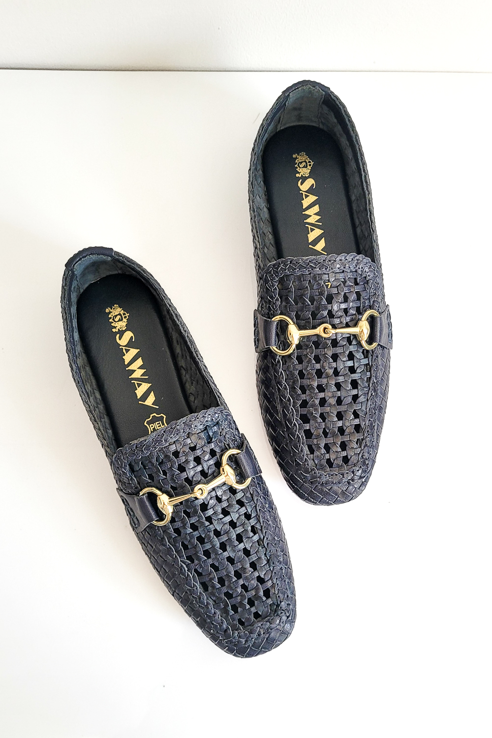 Pomarańczowe plecione mokasyny Avila