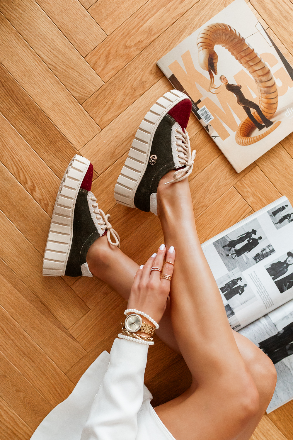 Zielono-bordowe trampki Marmila