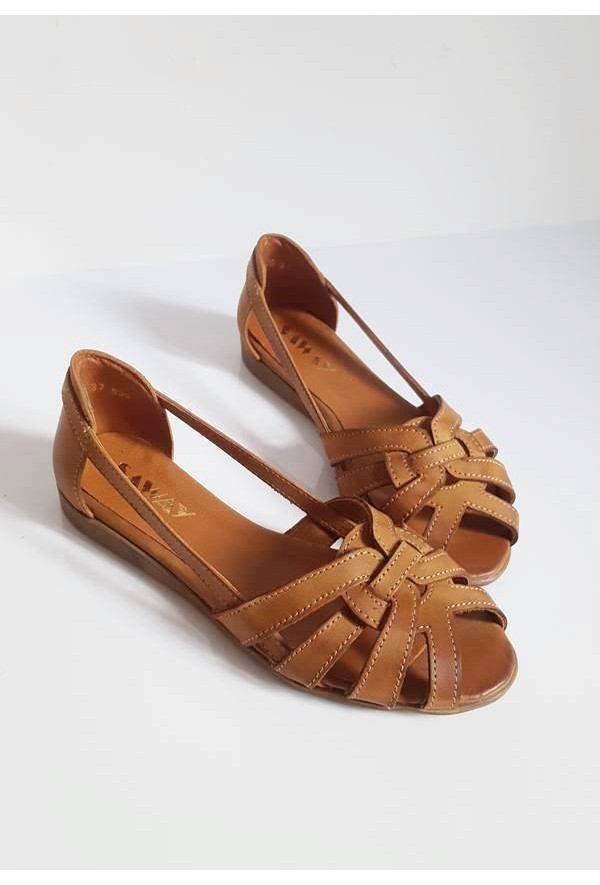 Brązowe ażurowe baleriny Nicole