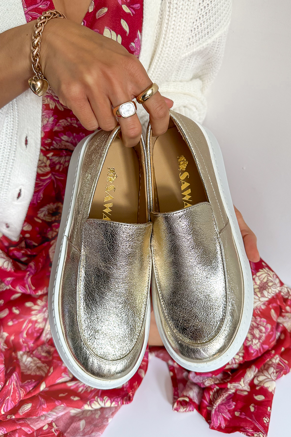 Srebrne mokasyny Specta