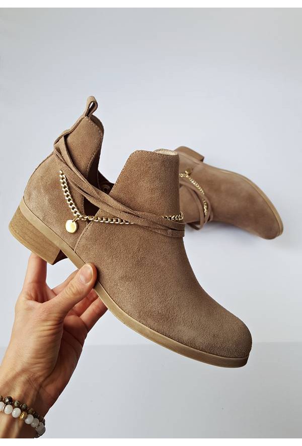 Zamszowe botki Estela jasny brąz