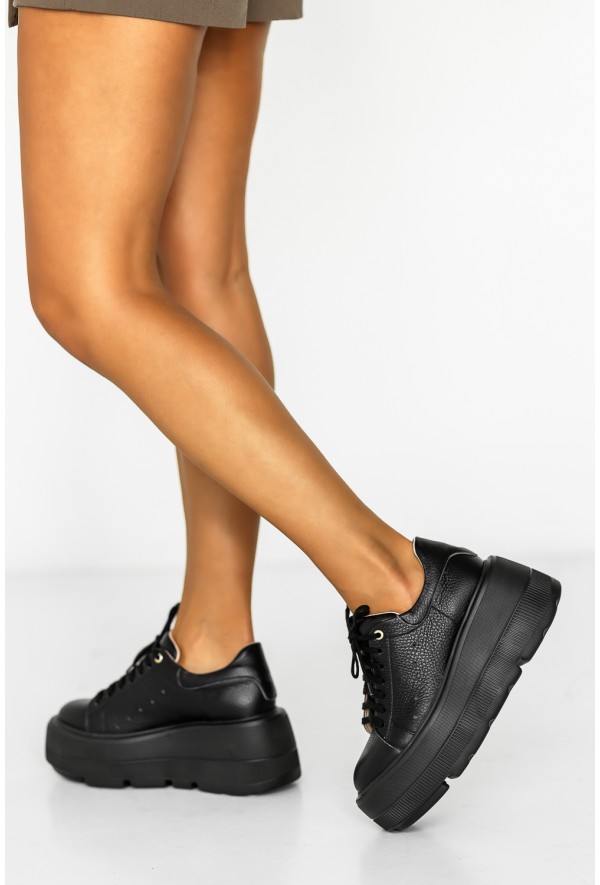 Czarne sneakersy na platformie Foglio