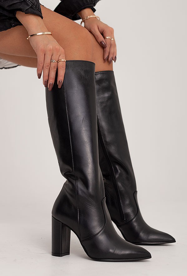 Czarne kozaki na obcasie Berlinga