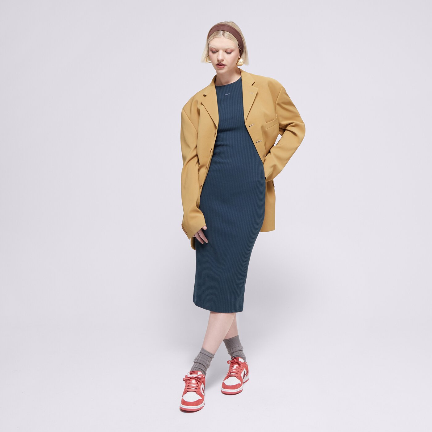 NIKE NŐI RUHA W NSW NK CHLL KNT RIB MIDI DRS