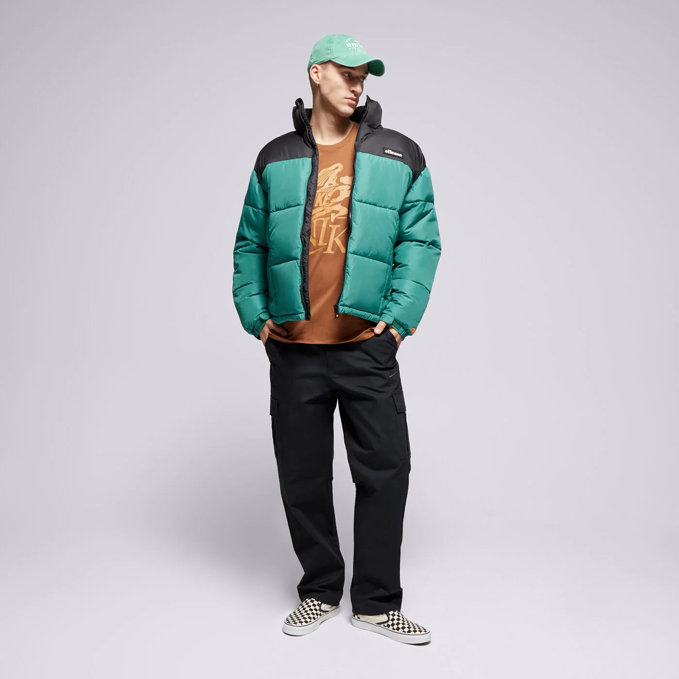 ELLESSE KABÁT PEHELY ARGENT PADDED BLK/GREEN PADDED JACKET