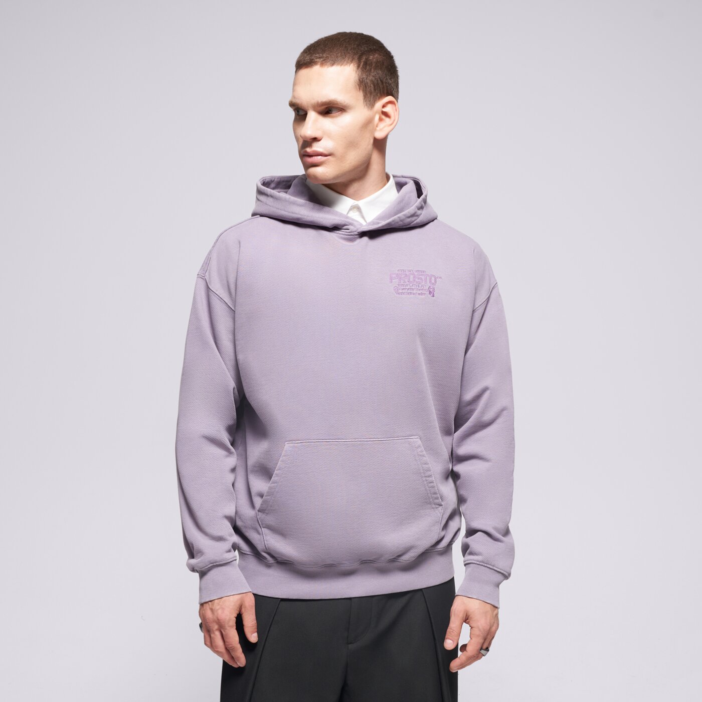PROSTO PULÓVER KAPUCNIS HOODIE FLATHEAD WASHED LAVENDER