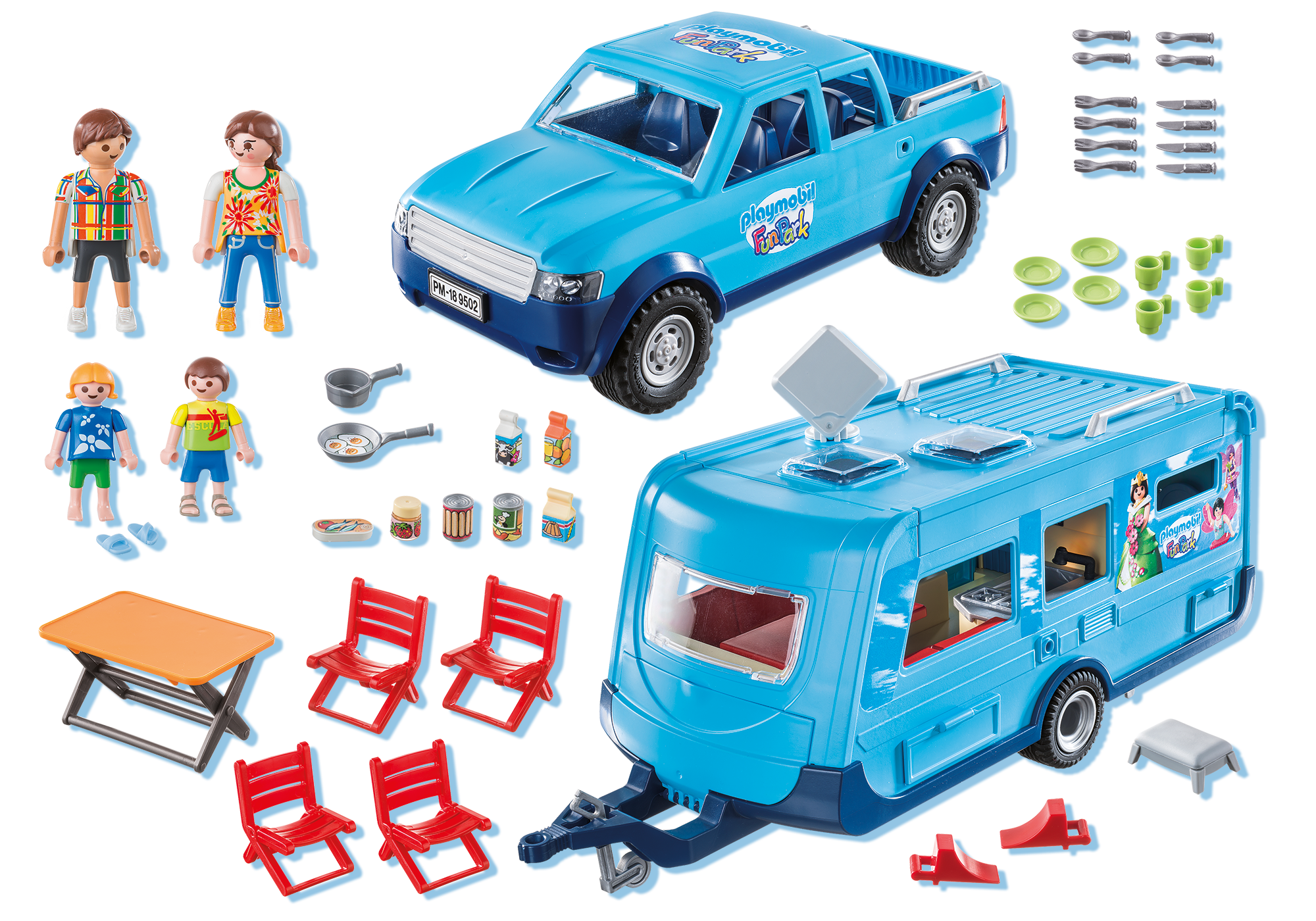 PLAYMOBIL-FunPark Pick-Up mit Wohnwagen