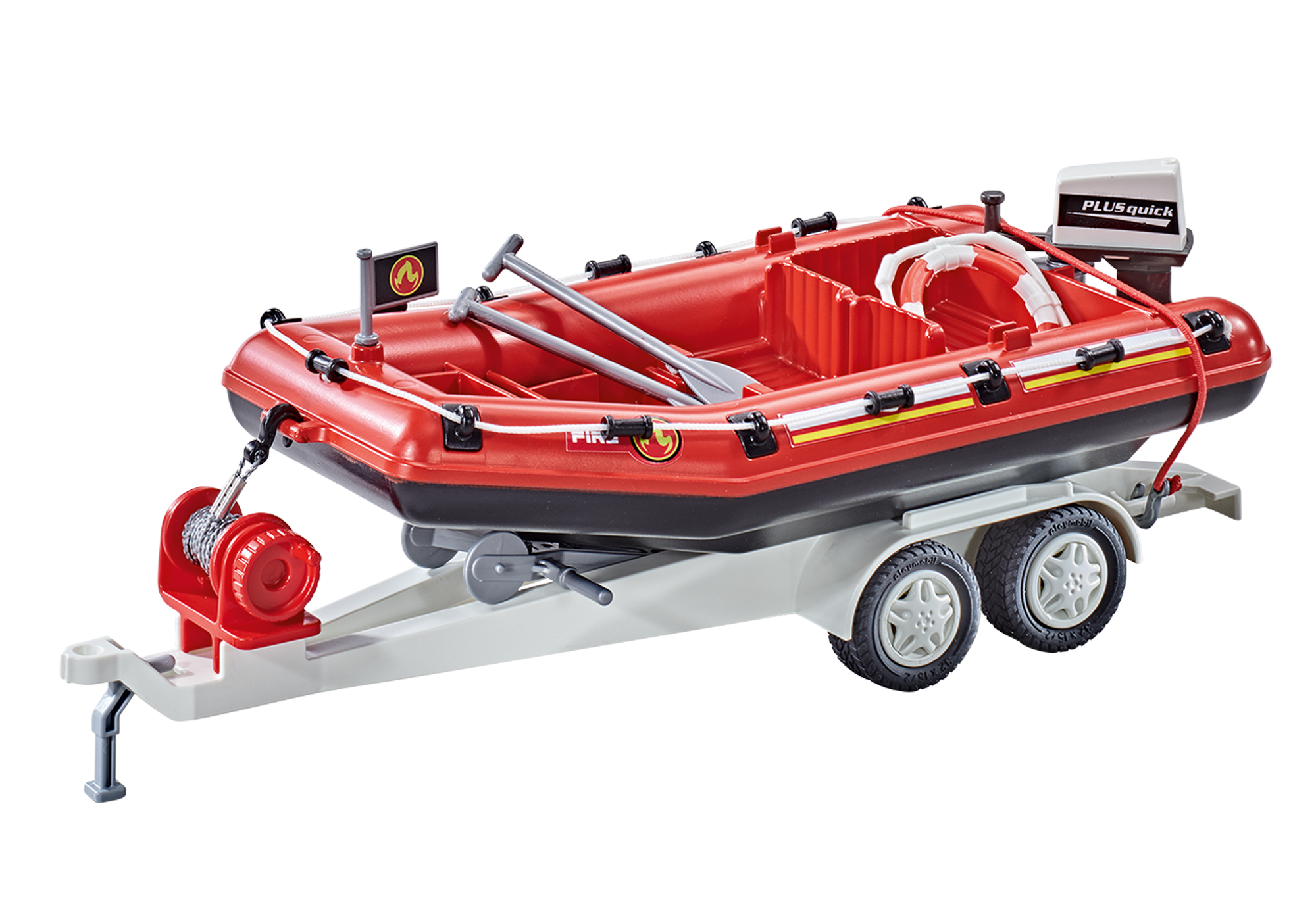 Feuerwehr-Schlauchboot mit Anhänger