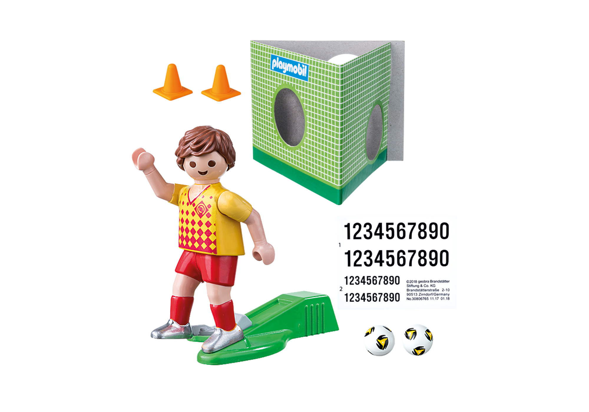 Fußballspieler mit Torwand