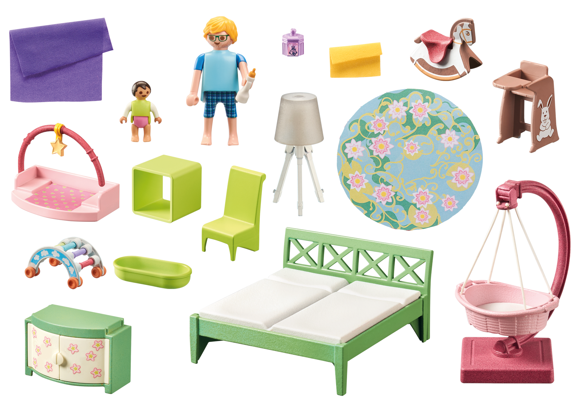 Schlafzimmer mit Babyspielecke