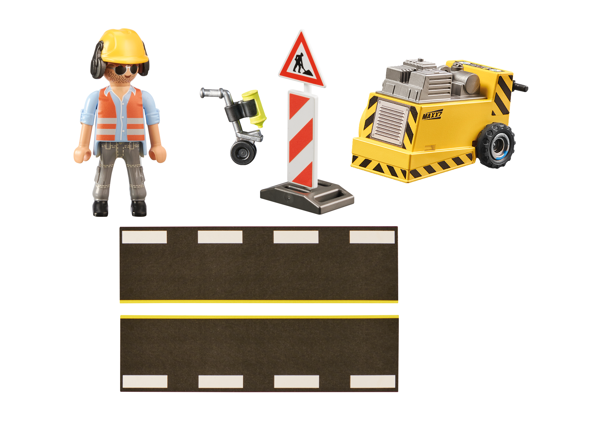 Bauarbeiter mit Kantenfräser