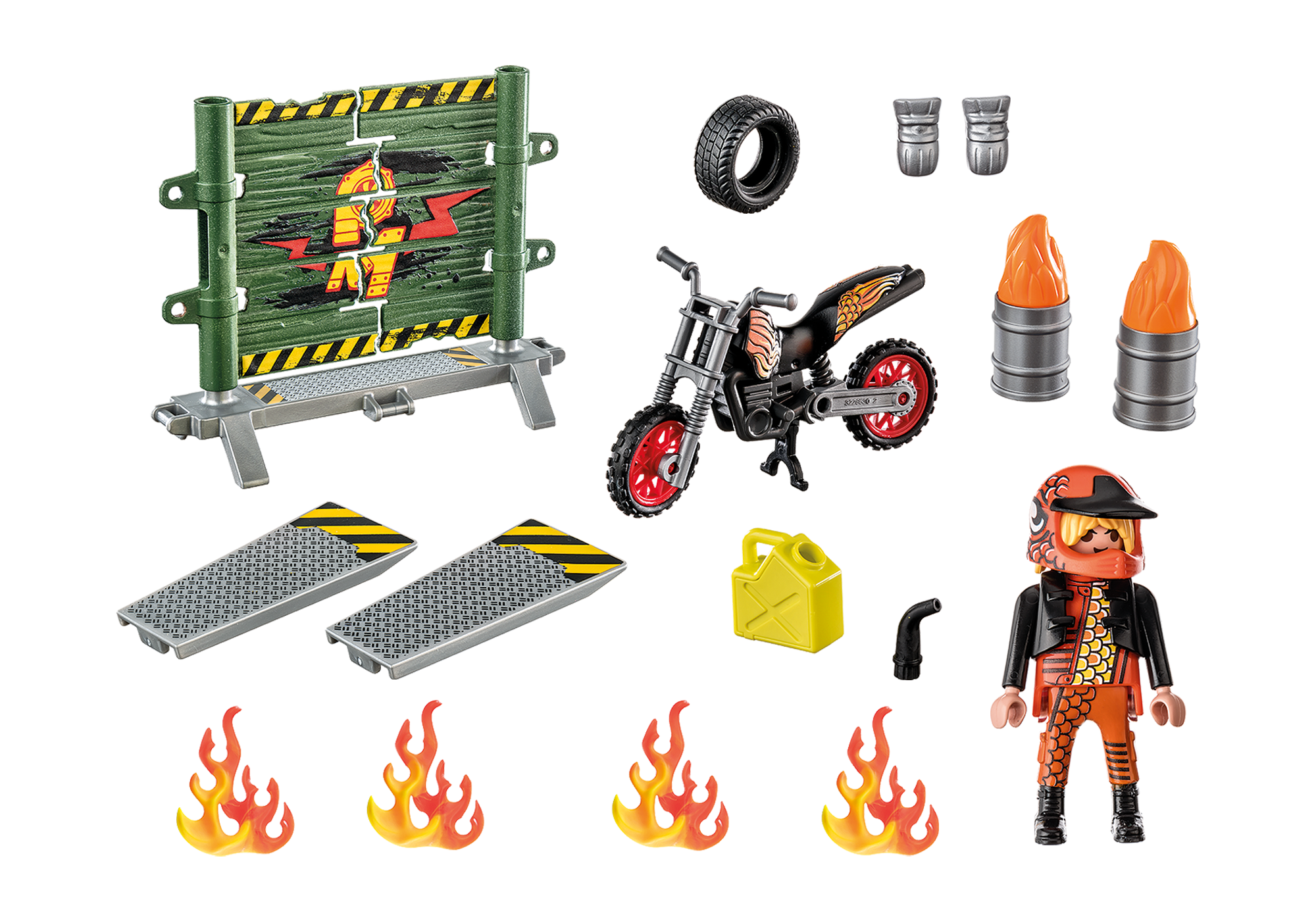 Starter Pack Stuntshow Motorrad mit Feuerwand