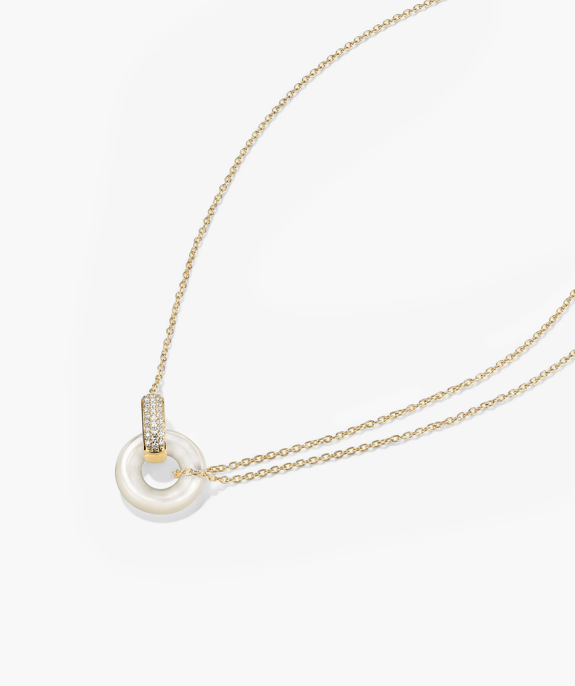 Linked Pavé Diamond Pearl Necklace