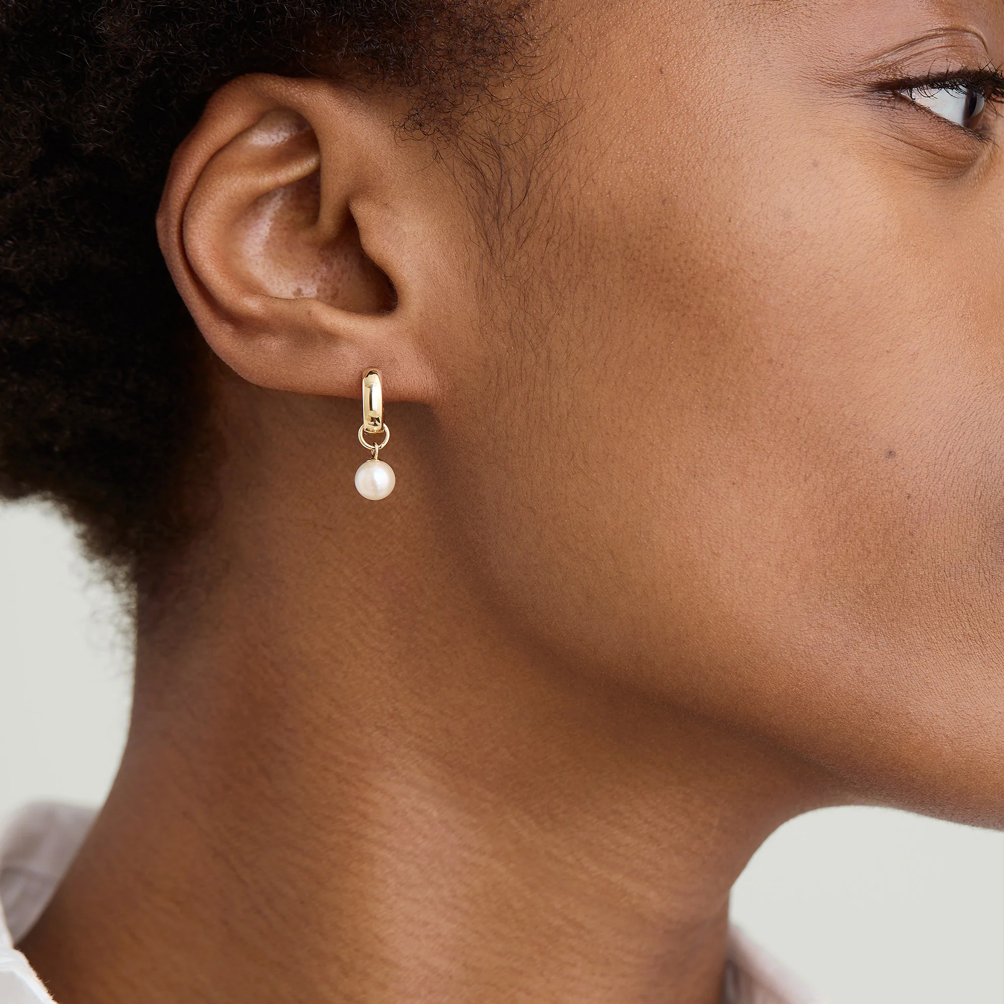 Single Pearl Hoop Charm