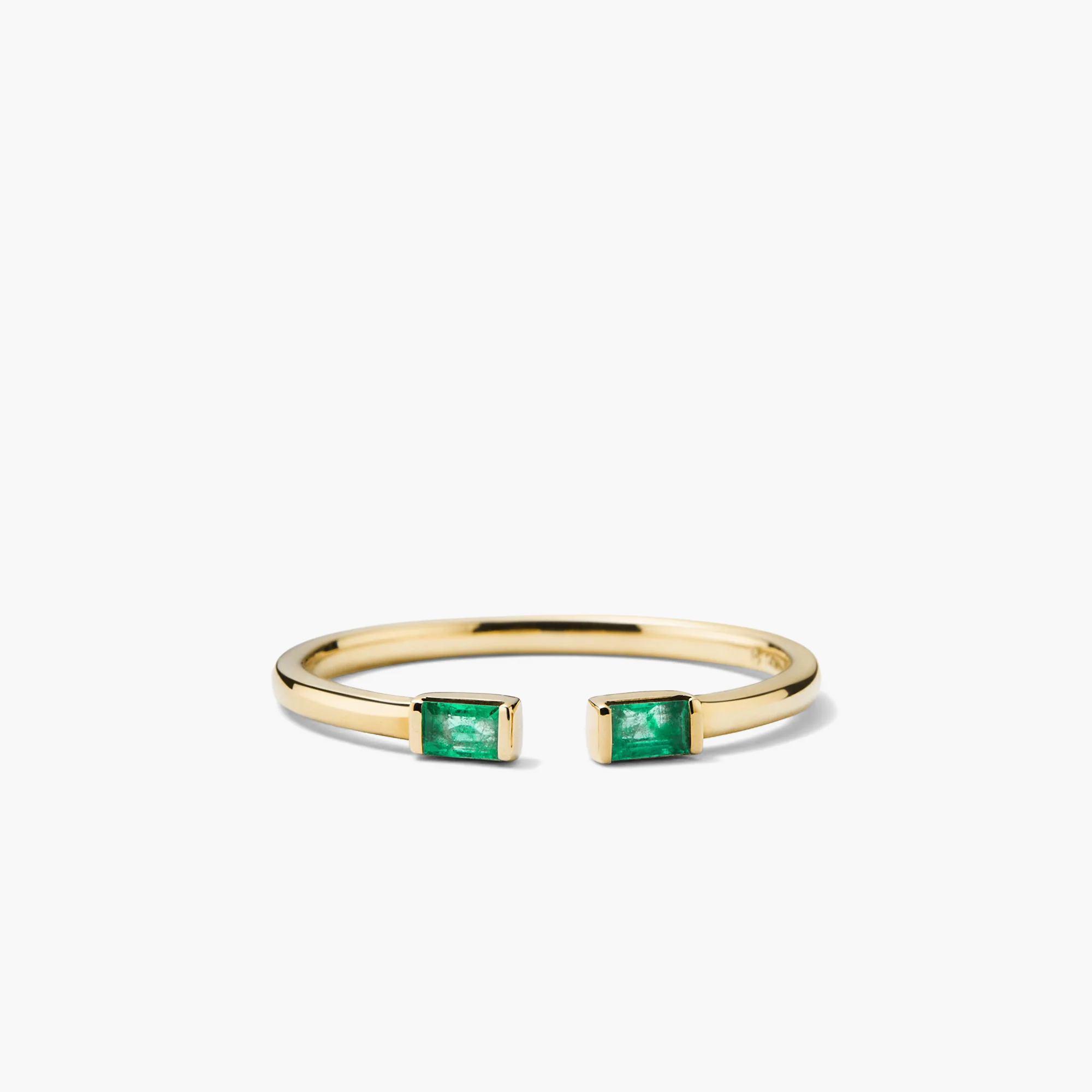 Baguette Emerald Open Ring
