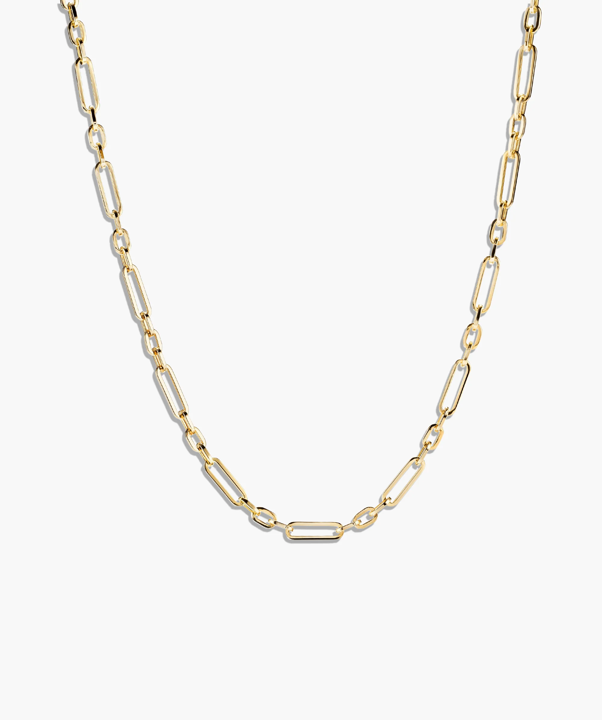 Triple Link Paperclip Chain Charm Necklace