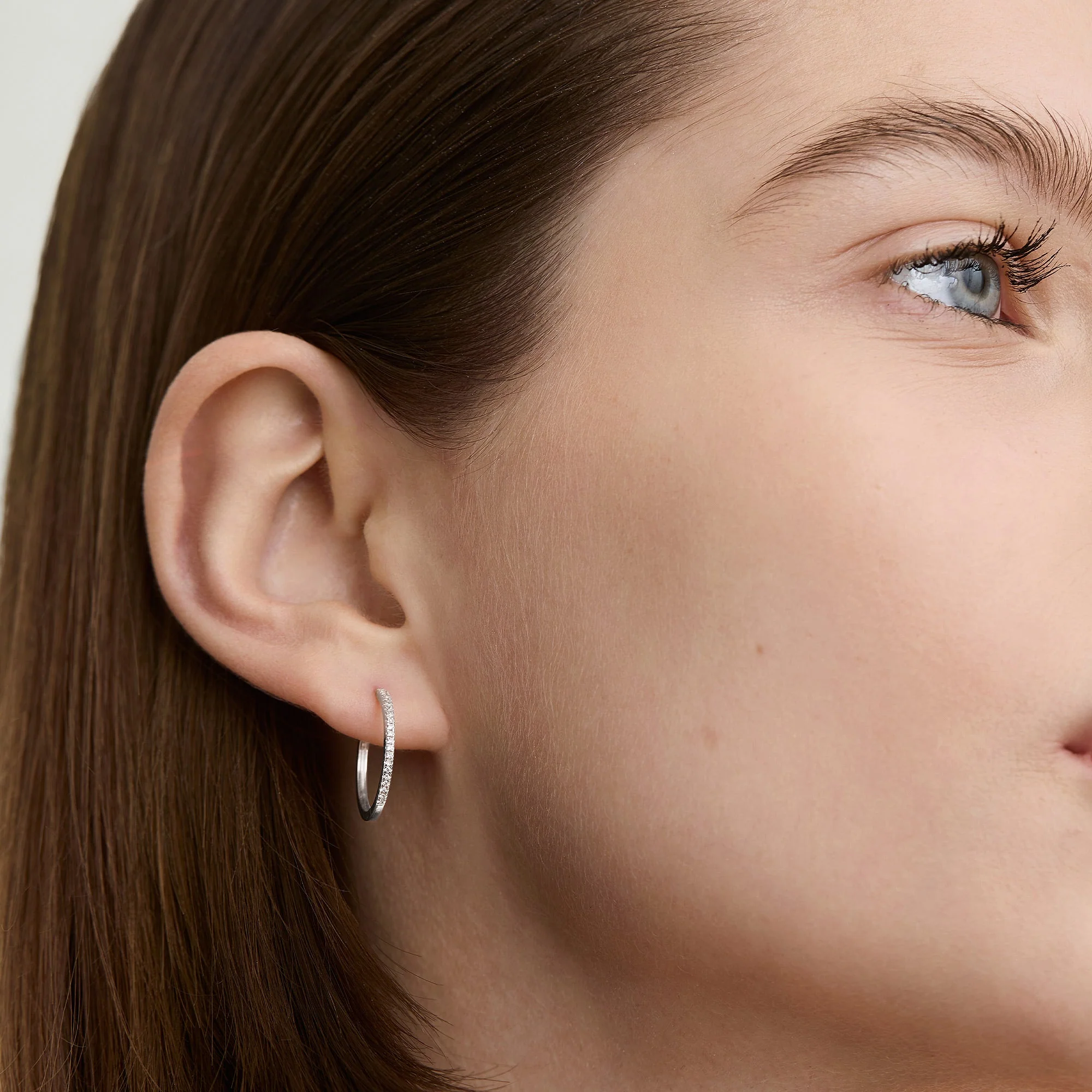 Pavé Diamond Medium Hoops