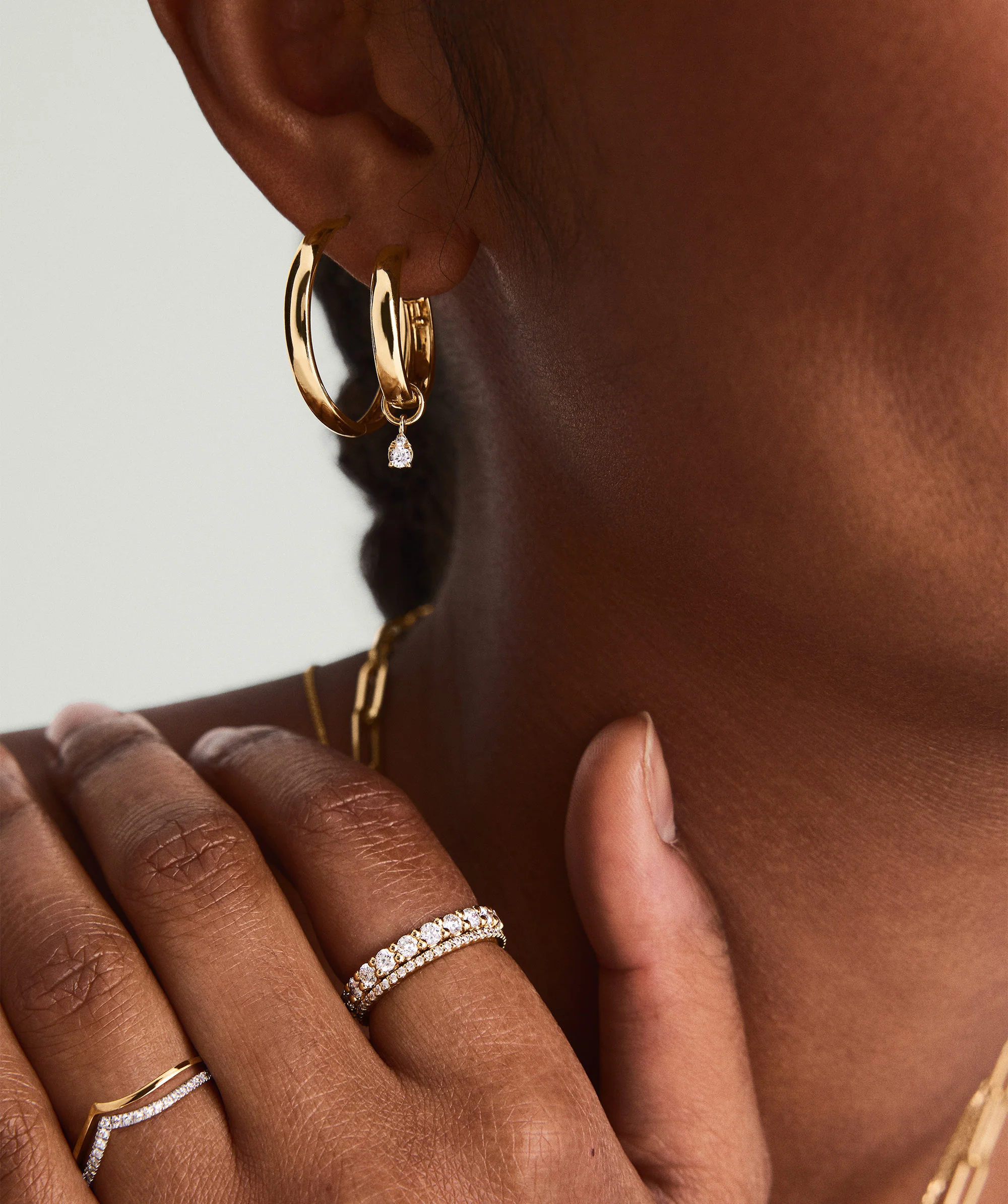 Mini Pear Diamond Hoop Charm