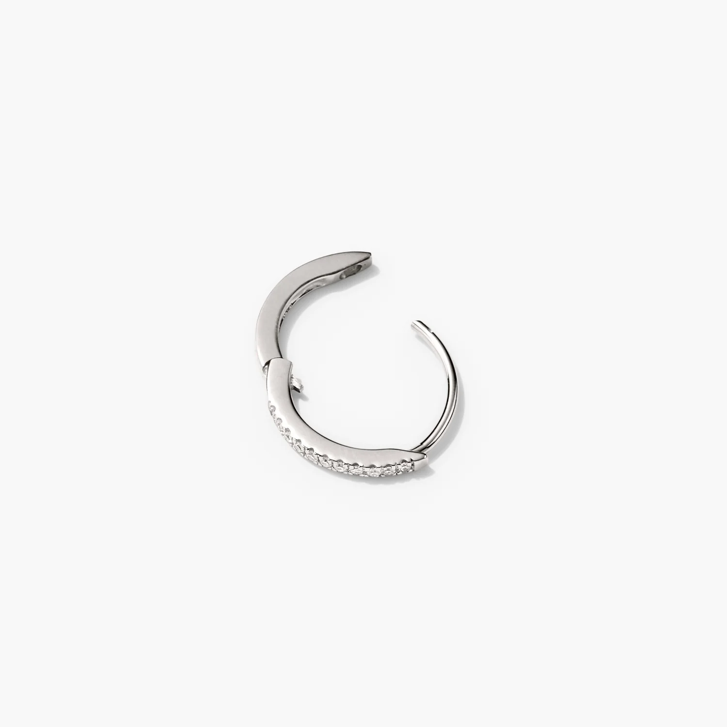 Single Pavé Diamond Huggie Hoop
