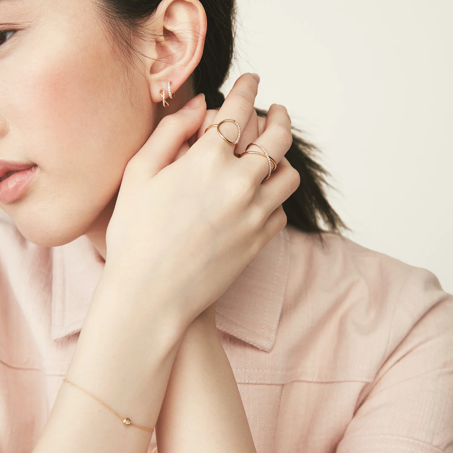 Pavé Diamond X Ring