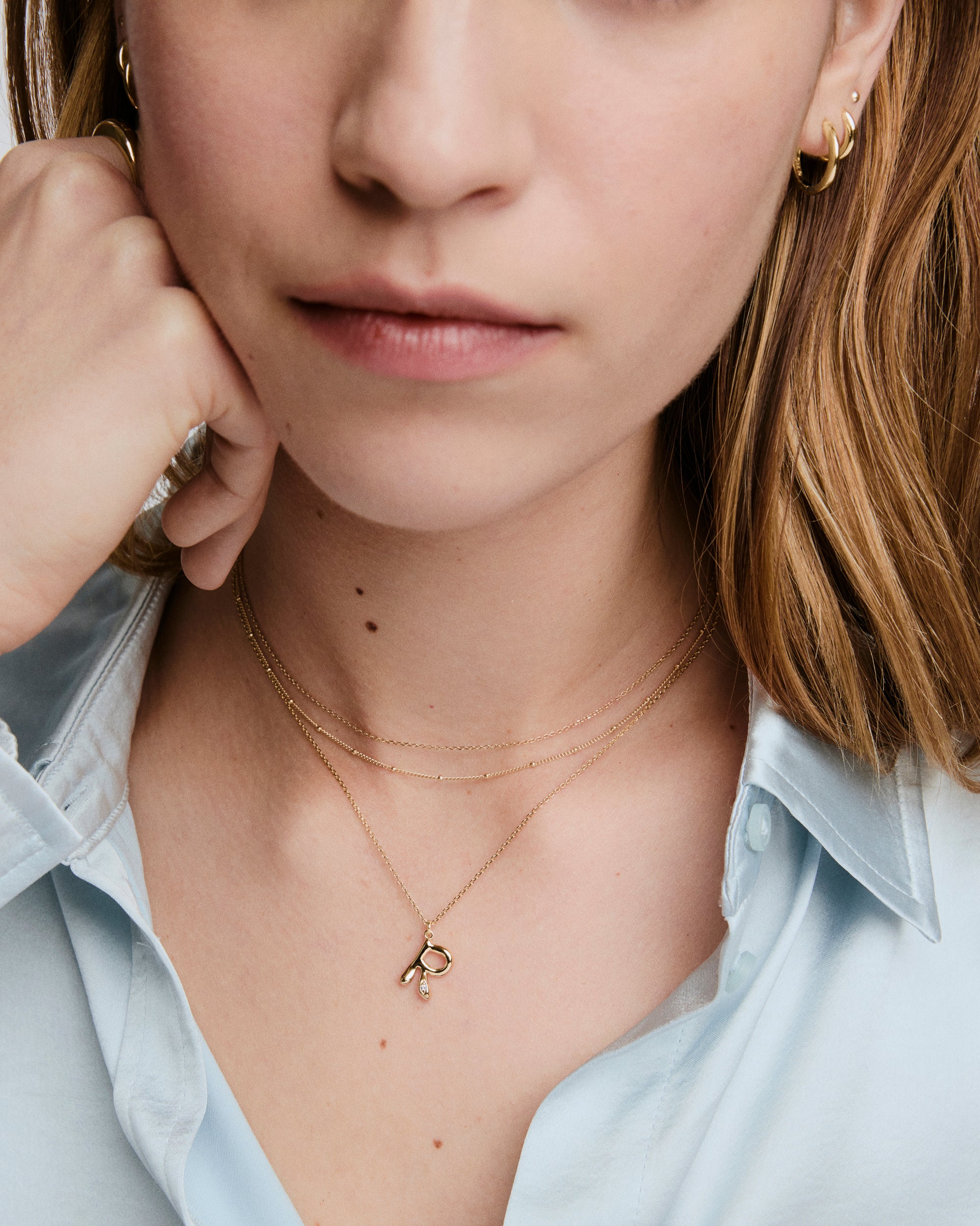 Organic Dôme Liquid Letter Pendant Necklace