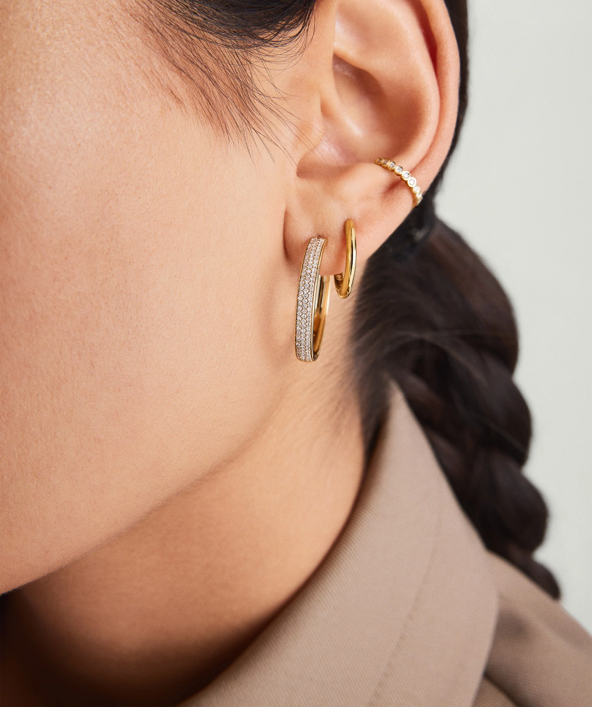 Bold Pavé Diamond Large Hoops