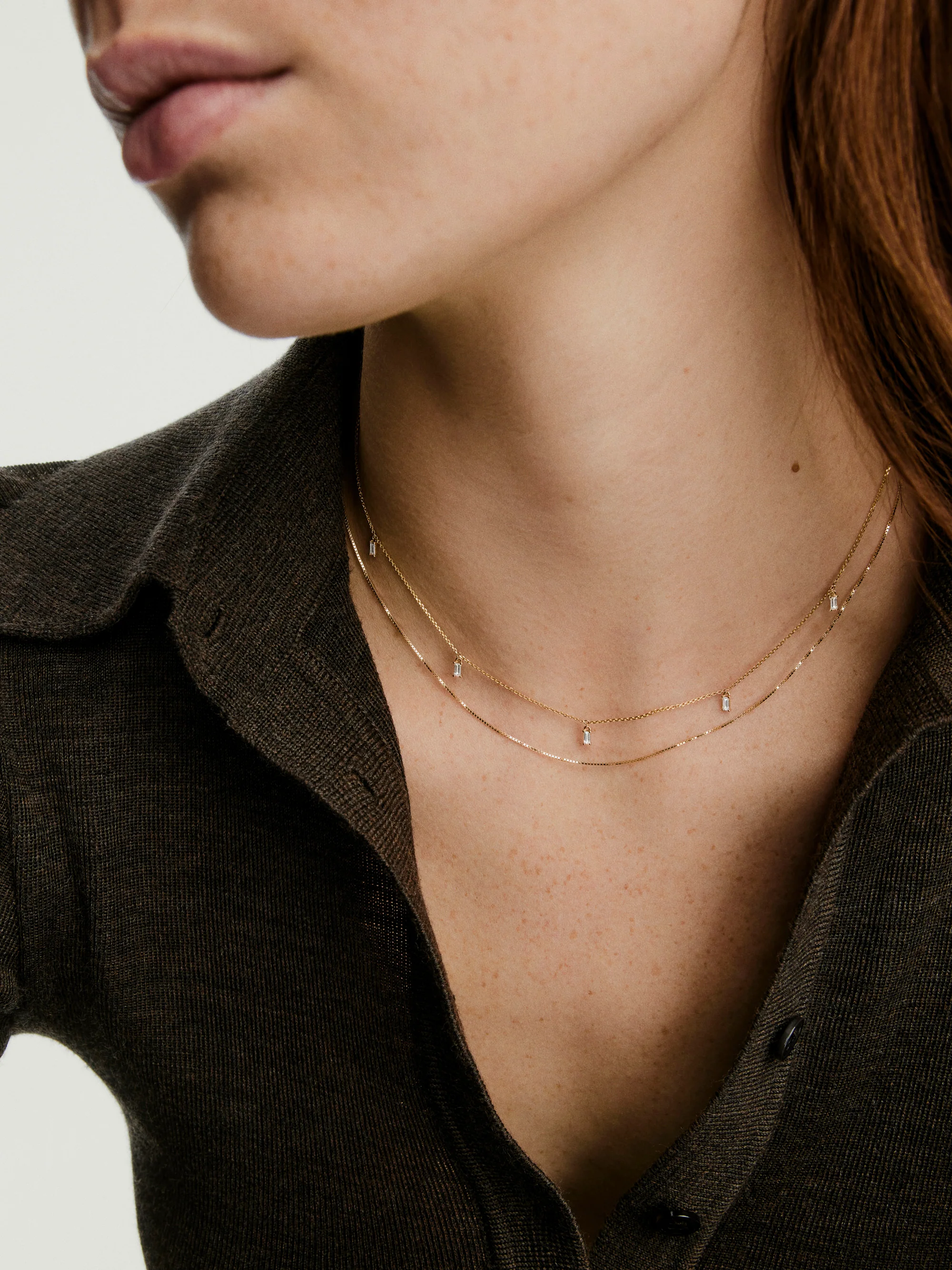 Baguette Lab Grown Diamond Station Necklace