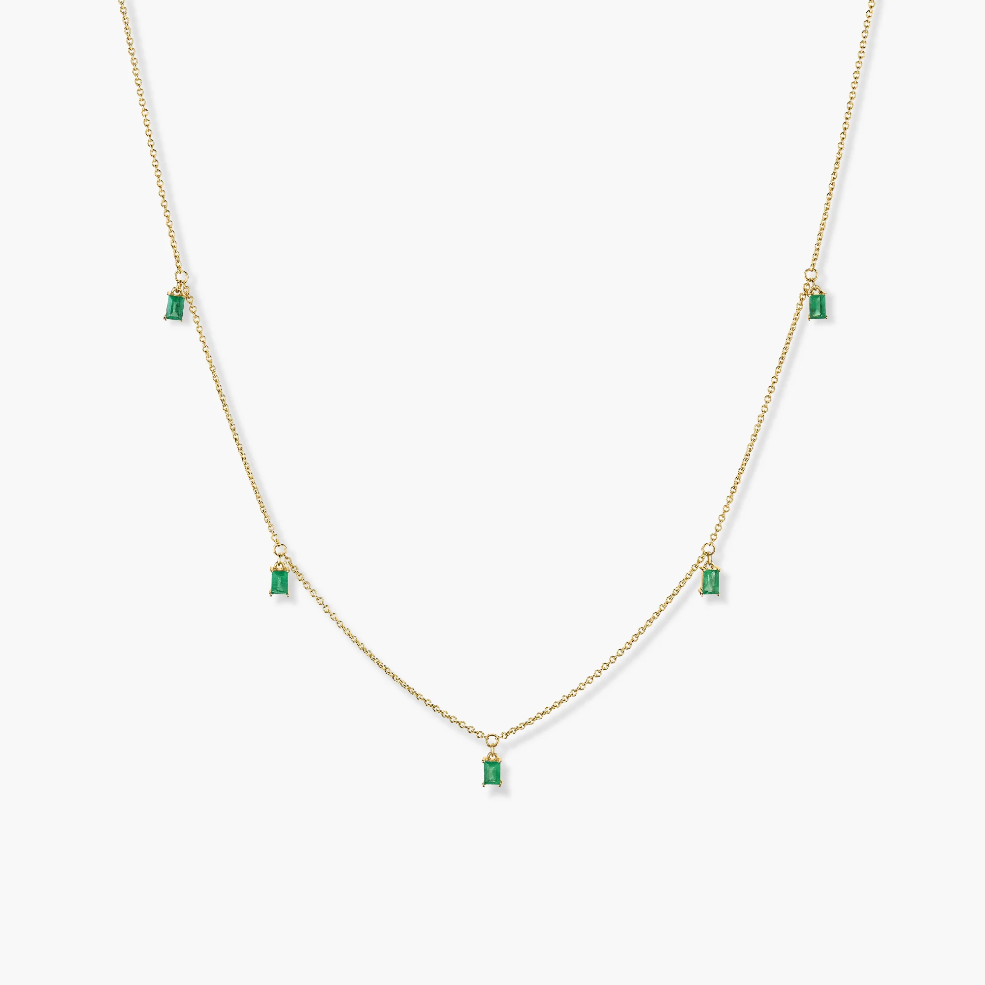 Baguette Gemstone Station Necklace