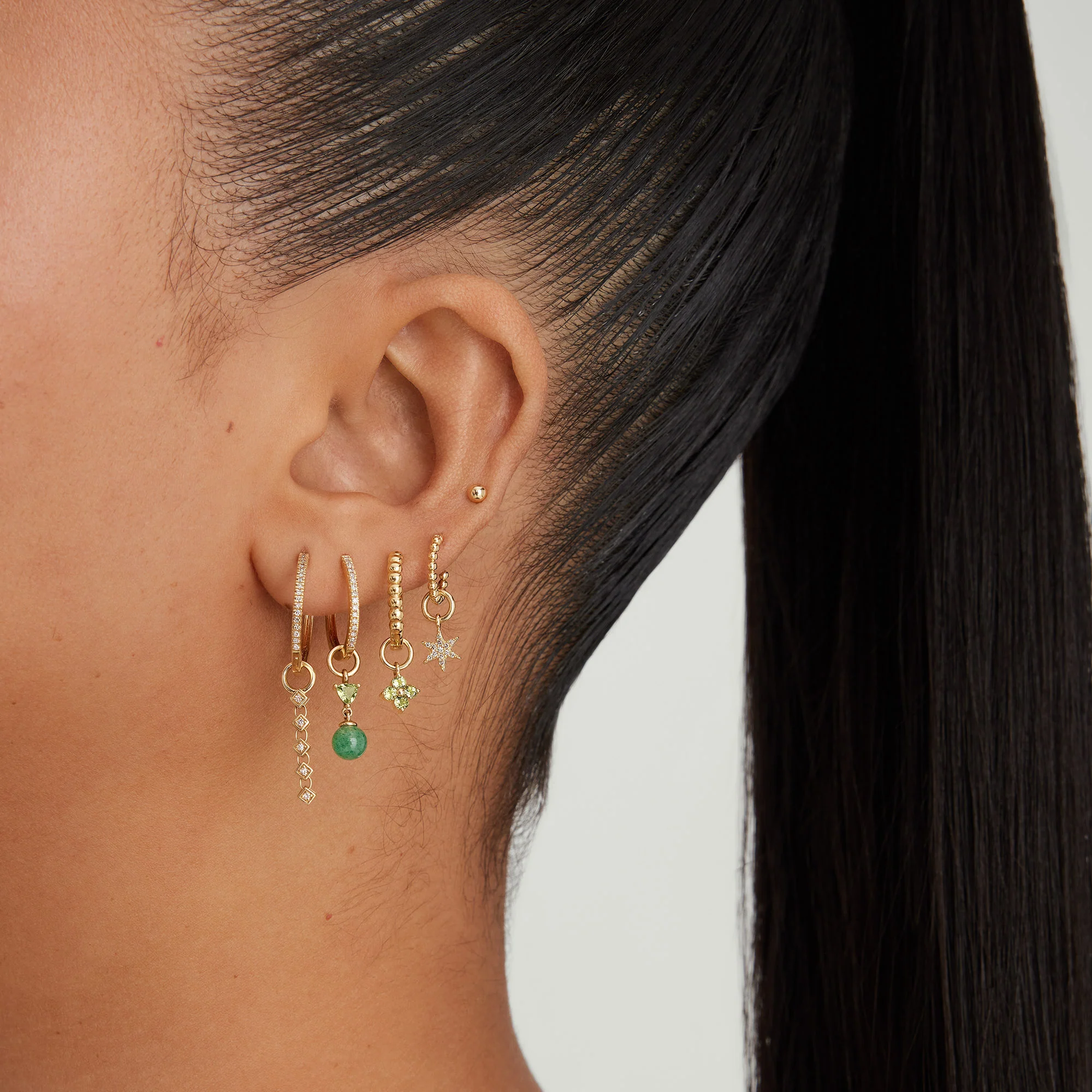 Single Gemstone Cluster Hoop Charm