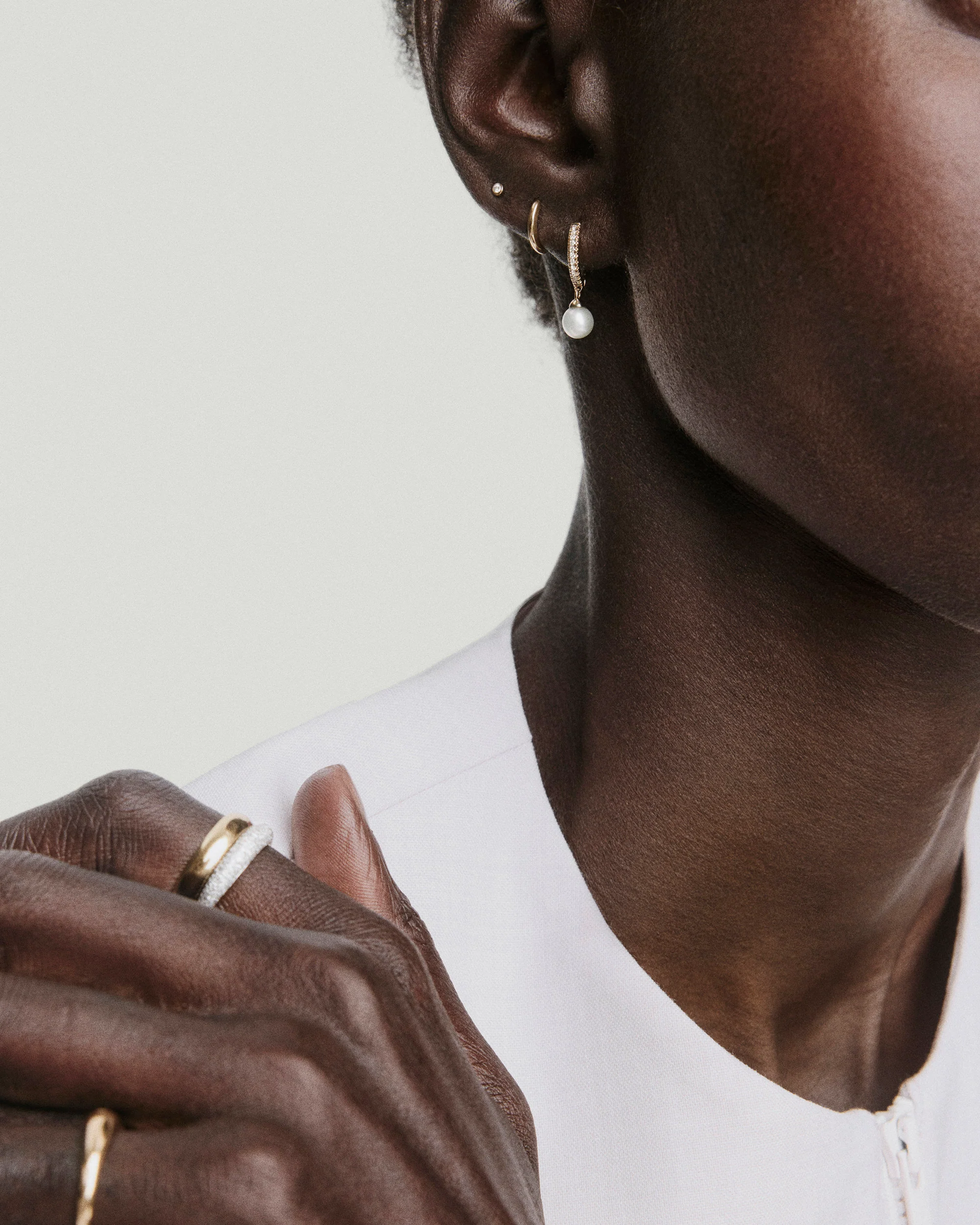 Pavé Diamond Pearl Huggies