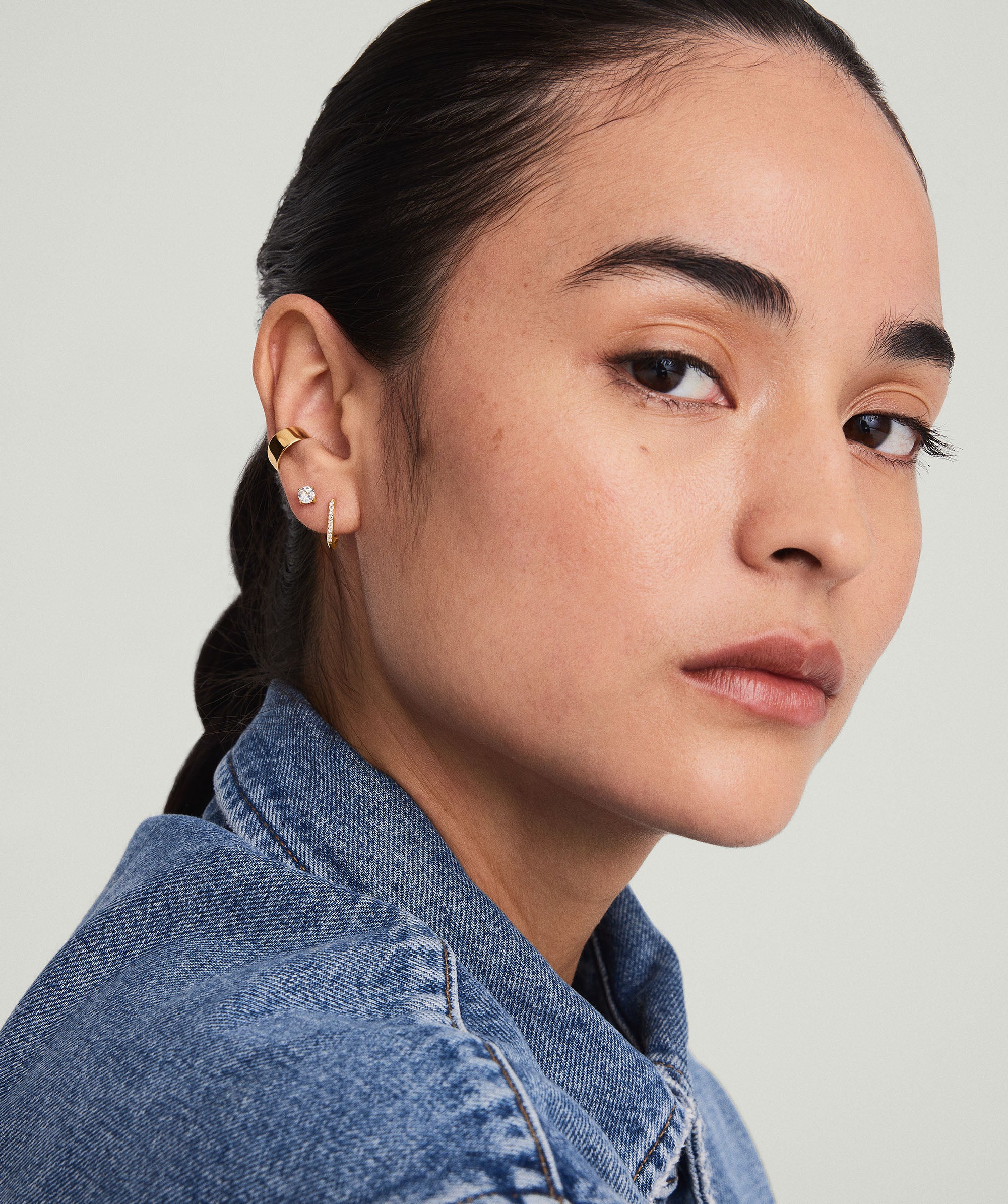 Pavé Diamond Huggie U Hoops