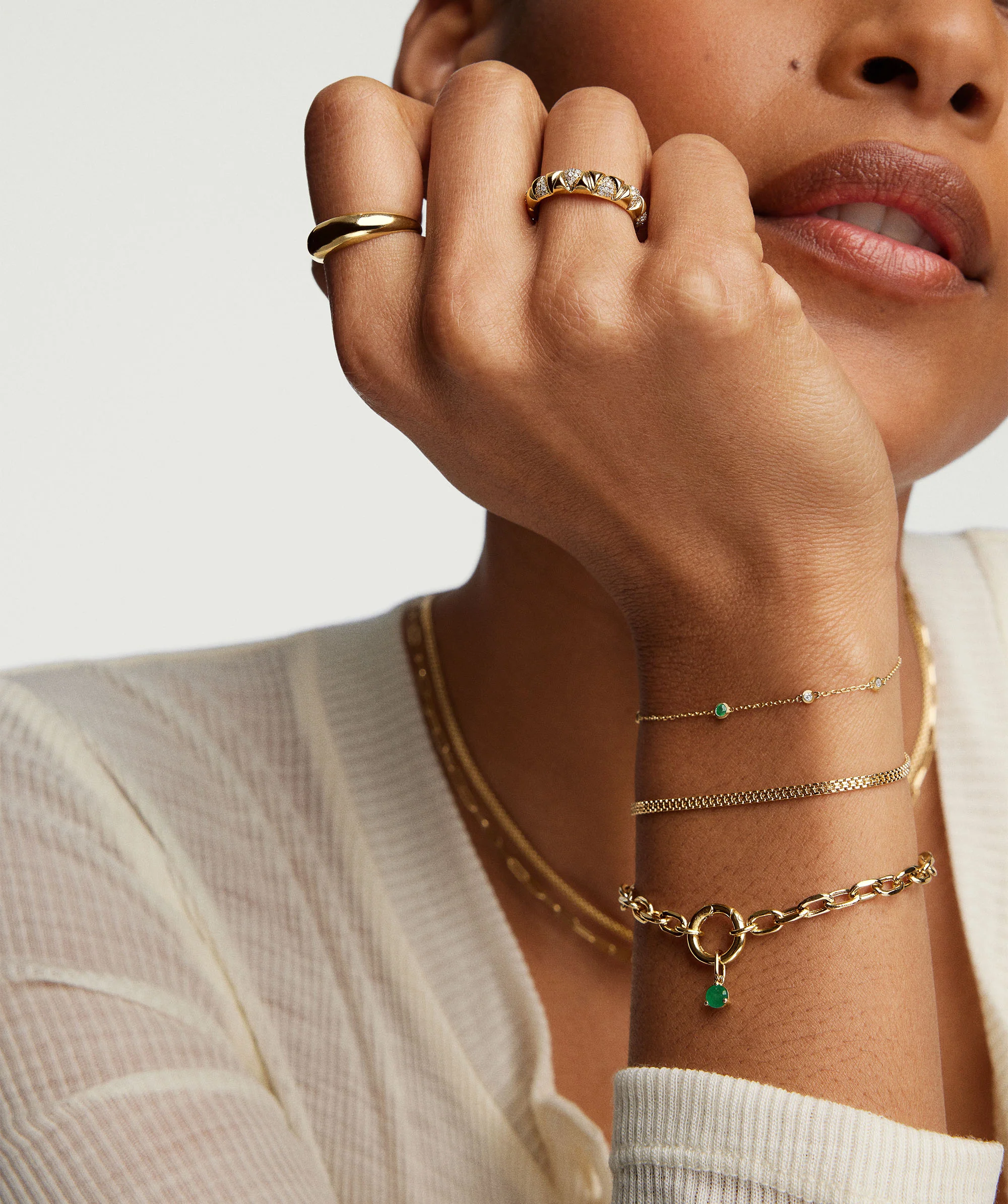 Large Square Oval Chain Charm Bracelet