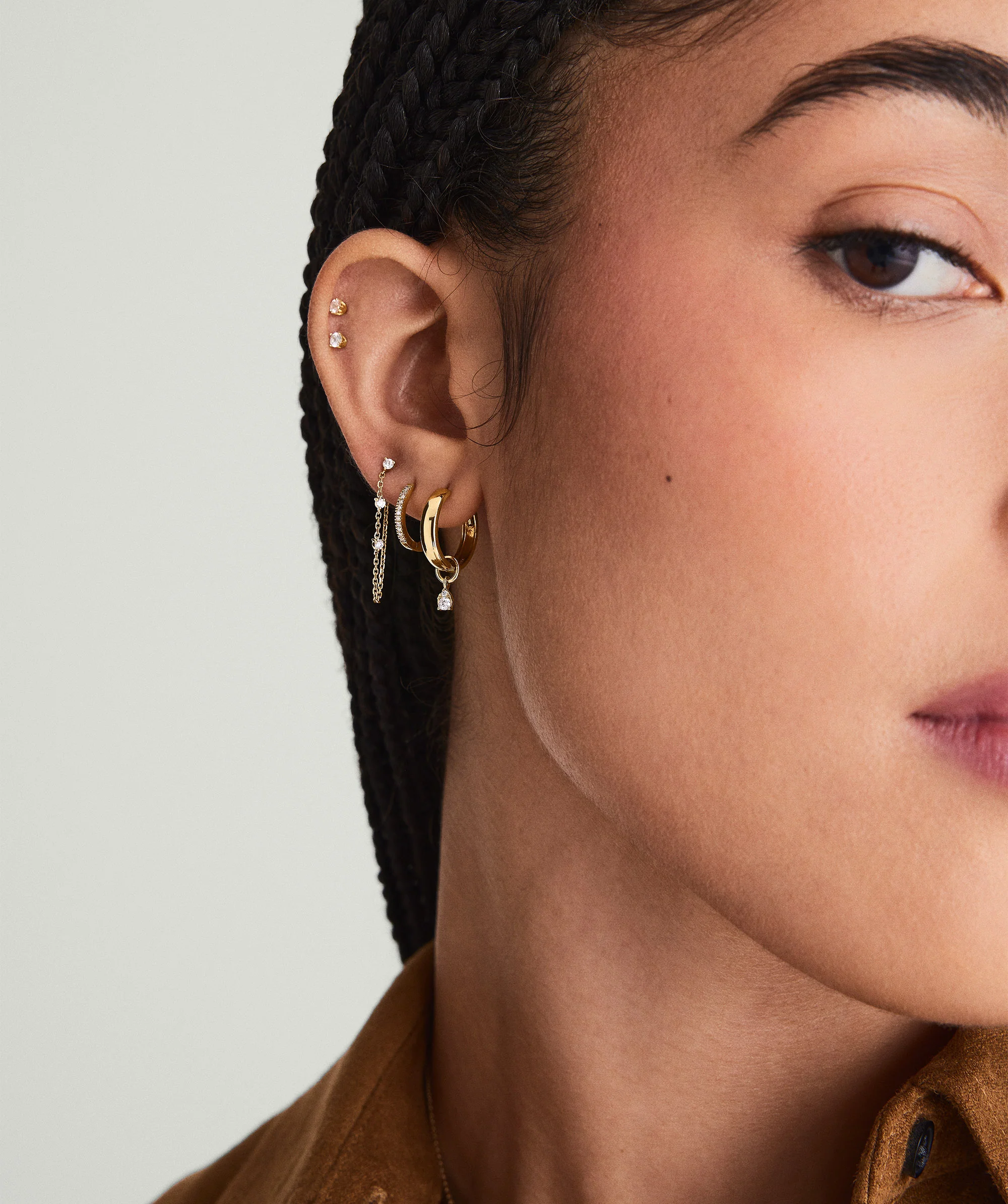 Mini Pear Diamond Hoop Charm