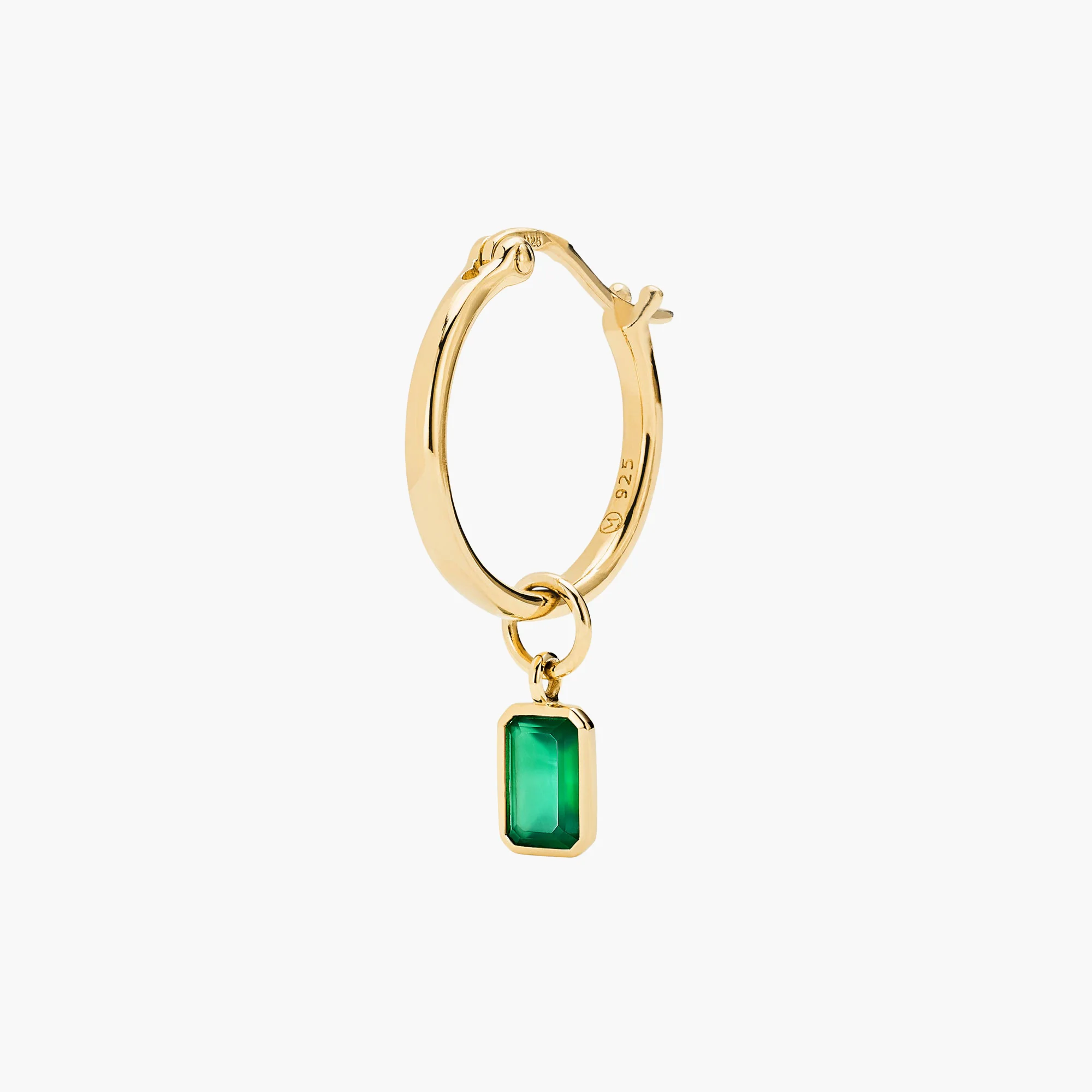 Single Emerald Cut Gemstone Hoop Charm