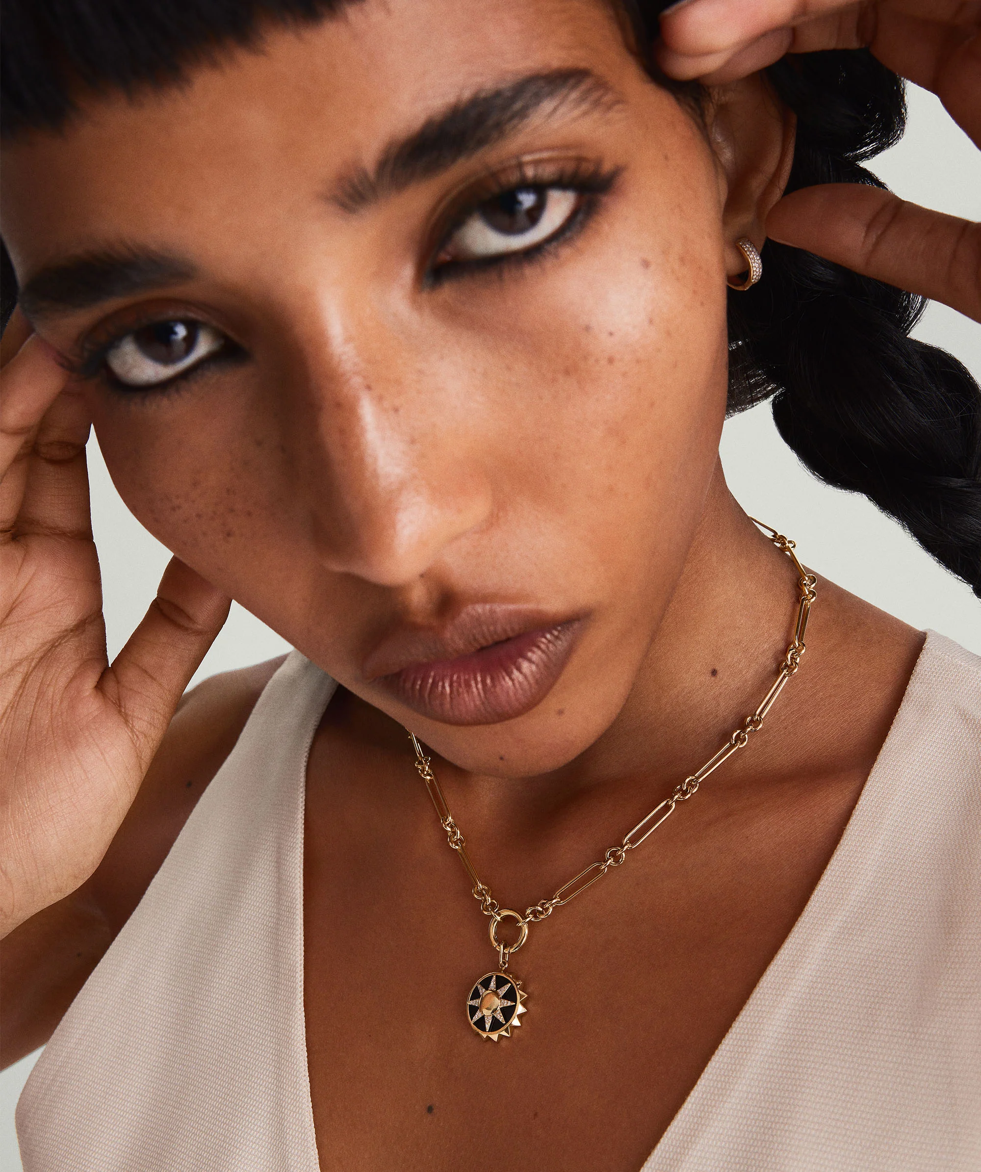 Mixed Link Paperclip Chain Charm Necklace