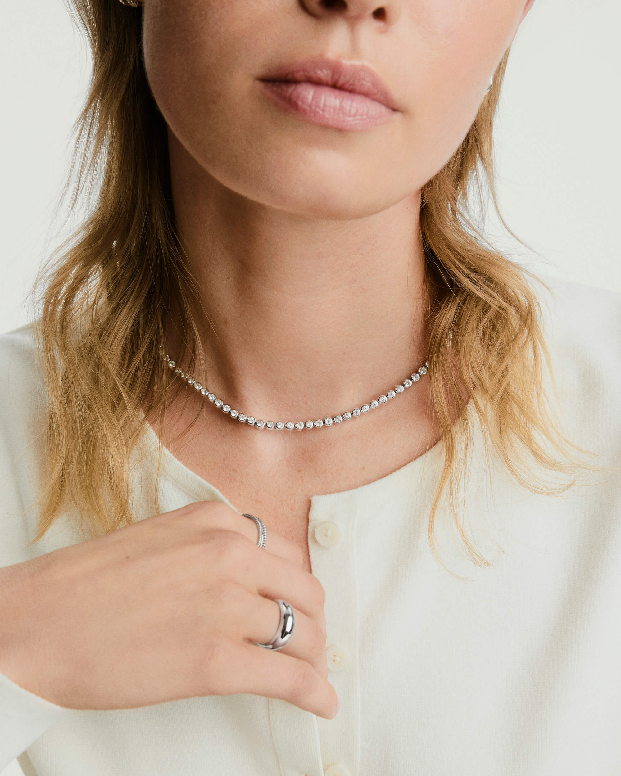 Zadie Bezel Lab Grown Sapphire Tennis Necklace