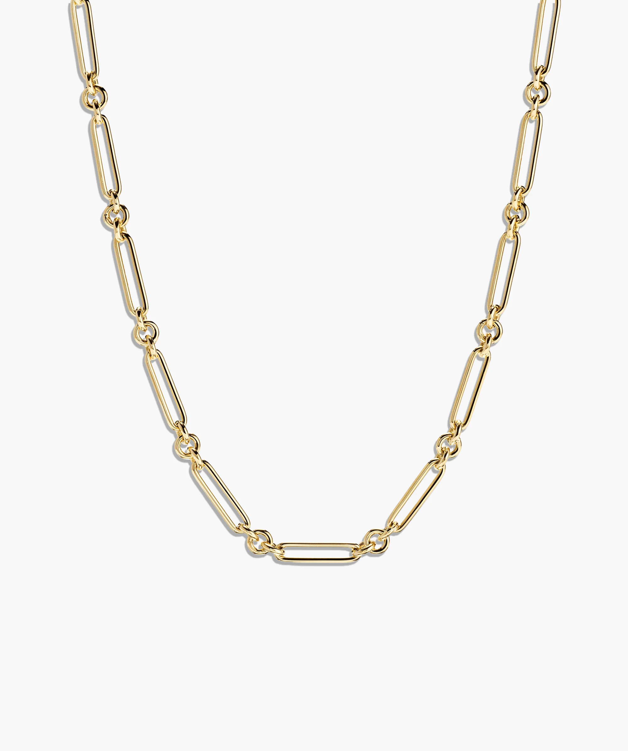 Mixed Link Paperclip Chain Charm Necklace